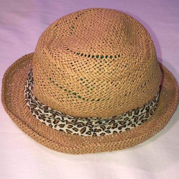 Woven Leopard Print Straw Hat - Picture 4 of 8
